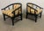 Wood Mid 20th Century Black Frame Asian Ming Style Horseshoe Armchairs, a Pair, by Century Furniture, in the Style of James Mont For Sale - Image 7 of 8