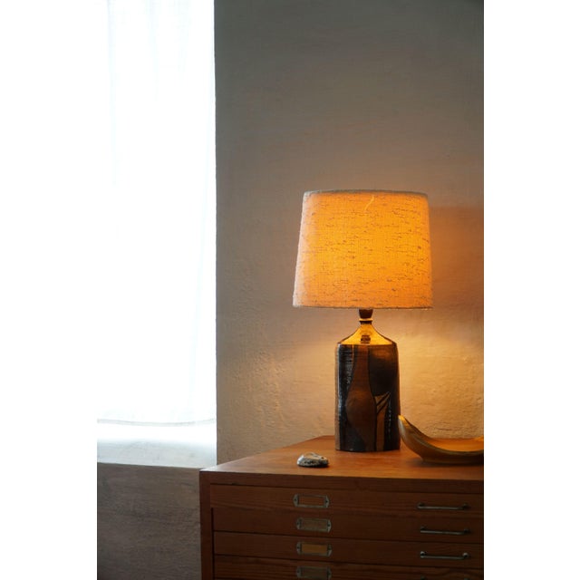 Vintage Danish Modern Earthern Ceramic Table Lamp, 1960s For Sale - Image 9 of 15