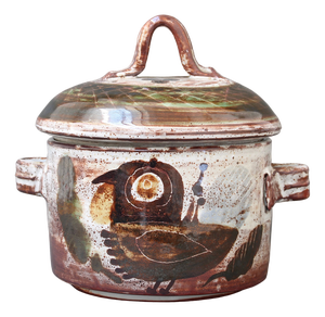 Vintage Decorative French Ceramic Pot with Lid by Michel Barbier, 1960s
