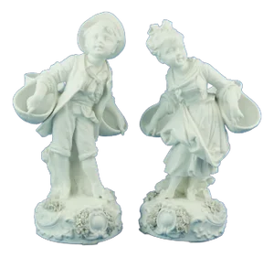 Children Figures in Biscuit Porcelain from Vion et Baury, France, Late 19th Century, Set of 2