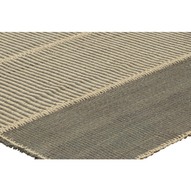 Late 20th Century Rug & Kilim’s Contemporary Kilim in Beige and Gray Textural Stripes For Sale - Image 5 of 7