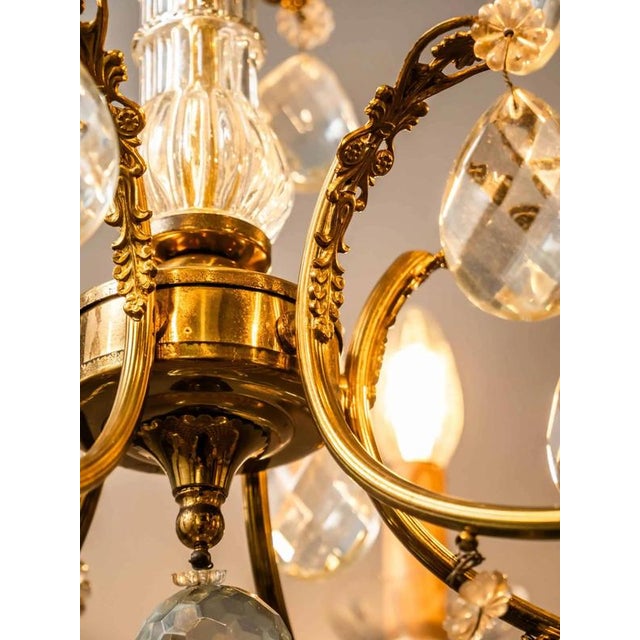 Brass Chandelier with Crystal Trimmings For Sale - Image 11 of 18