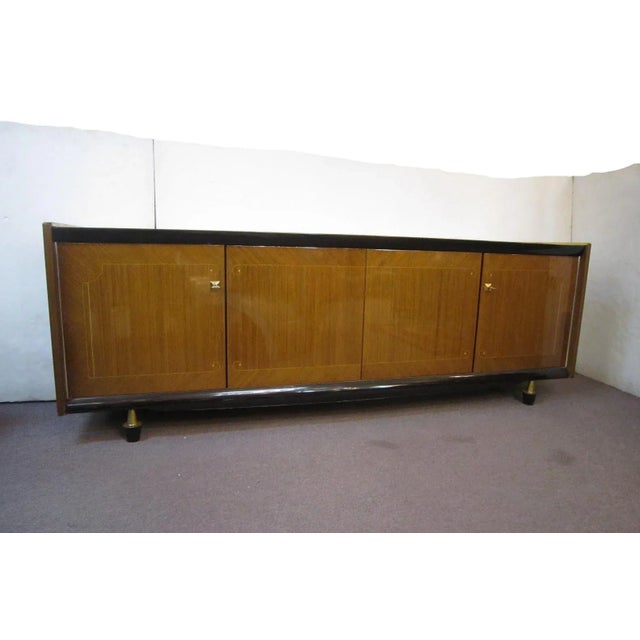 Brass 1960s Mid-Century Modern French Long Low Credenza For Sale - Image 8 of 13