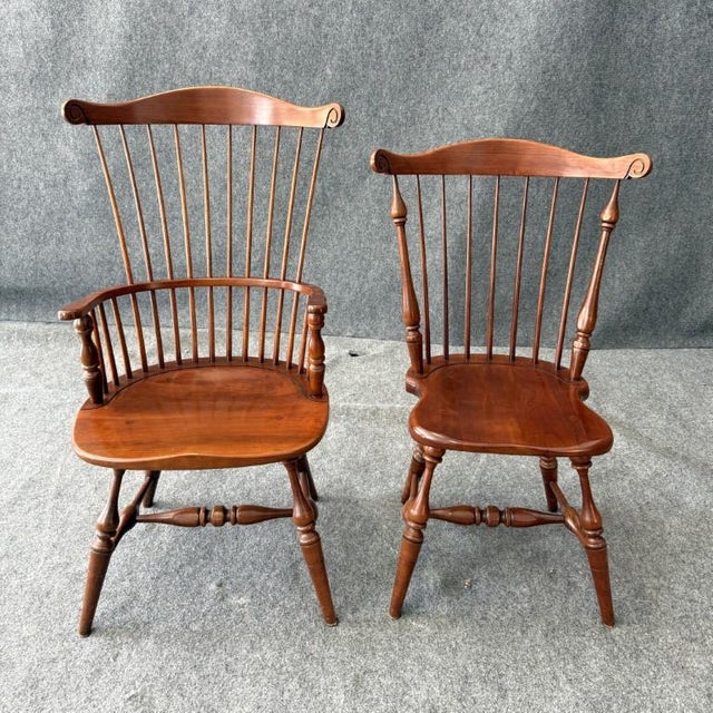 Late 20th Century Late 20th Century Set of 6 Frederick Duckloe & Bros. Colonial Reproductions Collection Spindle Back Dining Chairs For Sale - Image 5 of 13