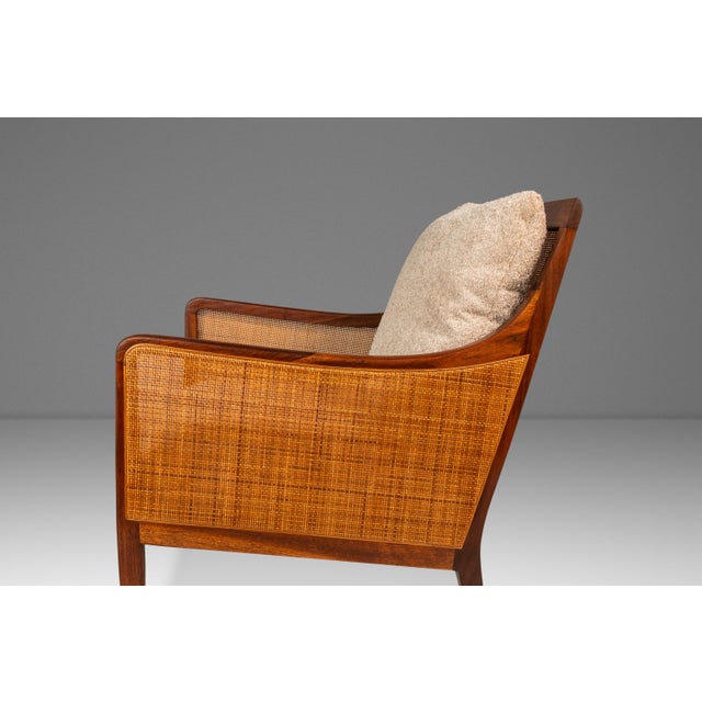 Set of Two (2) Rare Mid-Century Modern Caned Lounge Chairs in Walnut Attributed to Kipp Stewart for Directional, Usa, C. 1950s For Sale - Image 13 of 16