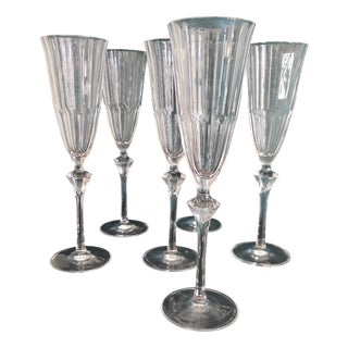 Champagne Glasses Mod. Diamantis from Cristal D'Arques, 1990s, Set of 6 For Sale