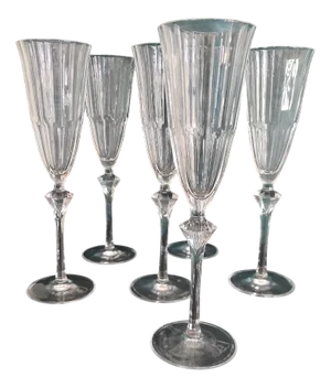 Champagne Glasses Mod. Diamantis from Cristal D'Arques, 1990s, Set of 6