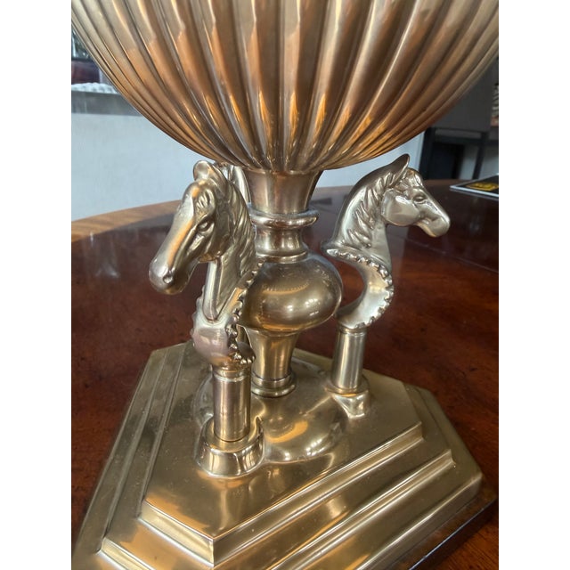 Metal 1940s Frederick Cooper Brass 3 Horse Lamp For Sale - Image 7 of 9