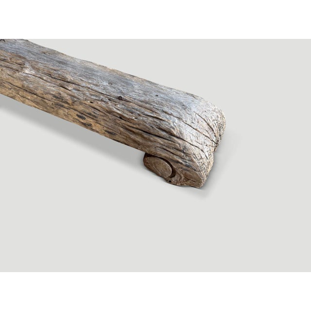 2010s Andrianna Shamaris Sculptural Long Teak Wood Bench For Sale - Image 5 of 5