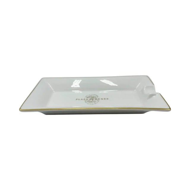 Contemporary Vintage Hotel Plaza Athénée Paris Ashtray Catchall Dish White Porcelain For Sale - Image 3 of 12