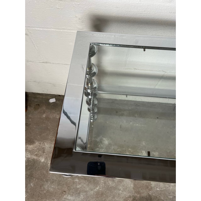 Vintage Chrome and Brass 2 Tiered Console or Sofa Table For Sale In New York - Image 6 of 10
