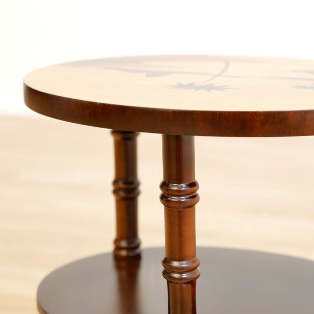 This stunning Mid-century inlaid side table was produced by Artefama in Brazil circa 1960s. The top features a mix of...