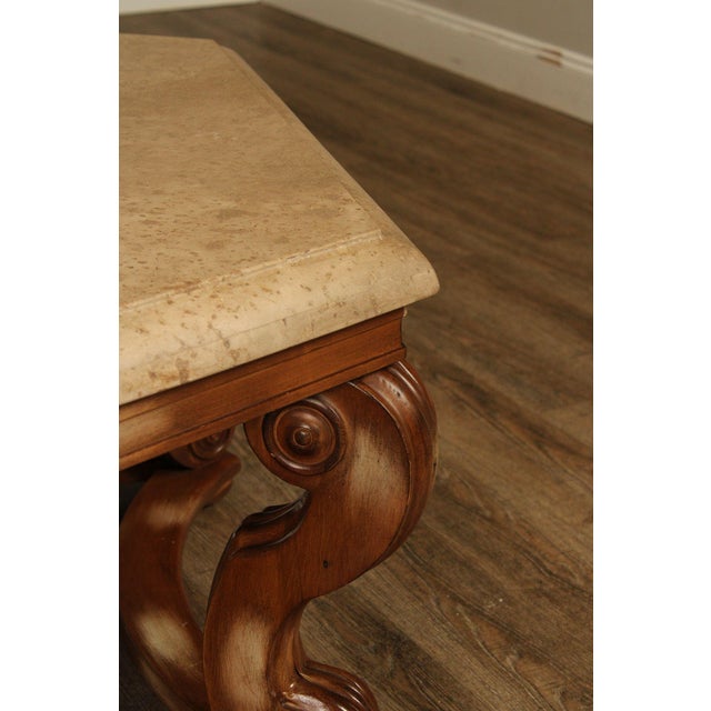Century Furniture Tuscan Style Large Travertine Top Hexagonal Coffee Table For Sale - Image 9 of 18
