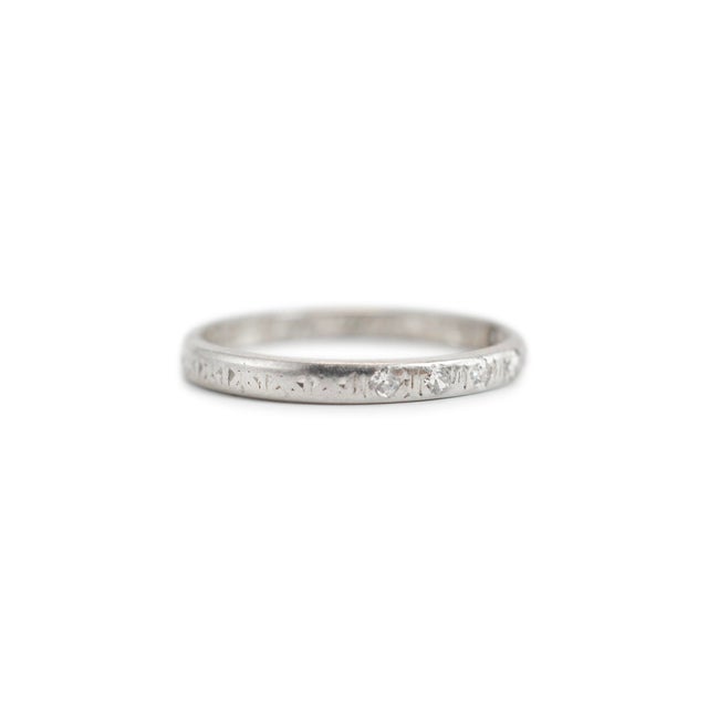 Metal Antique Platinum Seven Across Single Cut Diamond Wedding Band, Size 7 For Sale - Image 7 of 9