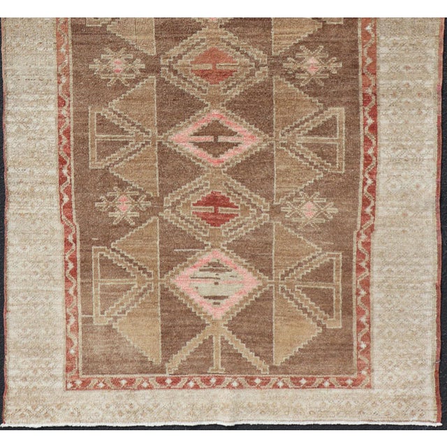 Hand Knotted Colorful Turkish Kars With Tribal Designs and Geometric Motifs 4'4 X 9'9 For Sale - Image 4 of 12