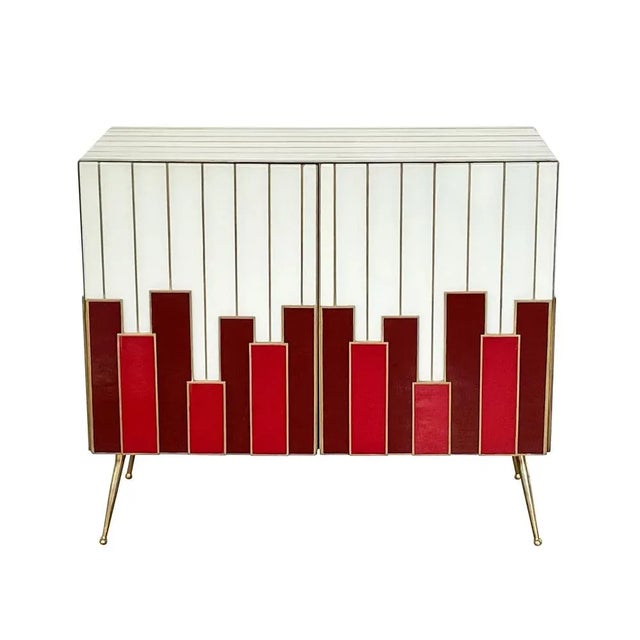 Maroon Sideboard with Two Glass Doors, 1980s For Sale - Image 8 of 8