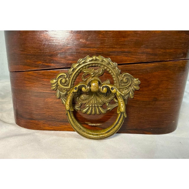 Quality Antique 19th Century Handmade Wood Bronze Writing Lap Desk Domed Box For Sale - Image 13 of 17