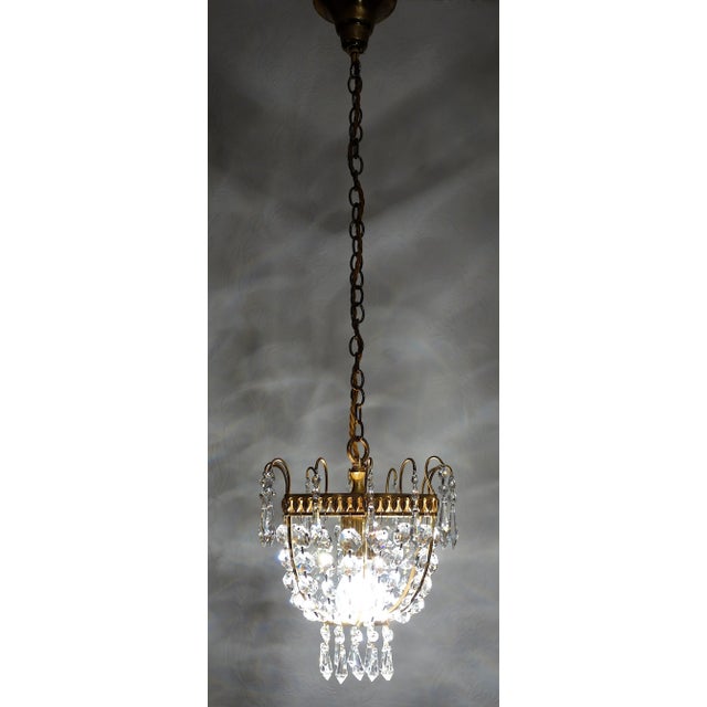 Brass and Lead Crystal Chandelier from Palwa, 1960s For Sale - Image 11 of 14