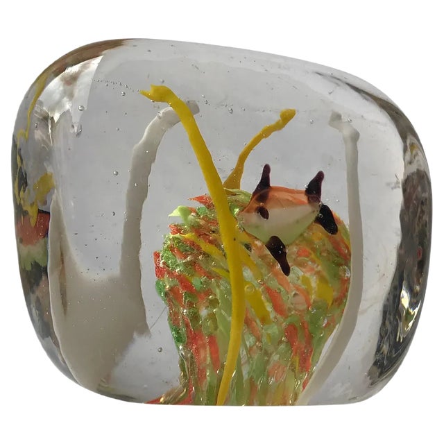 Italian Orange Gold Art Glass Fish Sculpture from Cenedese For Sale