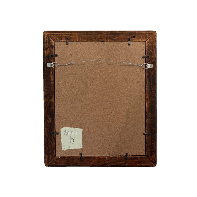 Green “Matcha" Abstract Art in Antique Frame, Transitional Living Room Art by JTS For Sale - Image 8 of 8