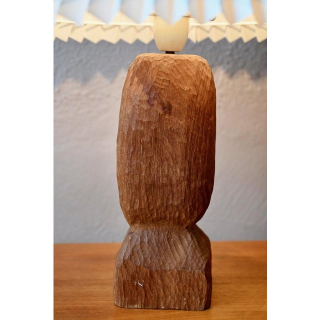 1960s Brutalist Danish Hand-Carved Teak Table Lamp, 1960s For Sale - Image 5 of 11