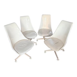 Vintage 1975 Mid Century Modern Chrome Craft Fiberglass Shell Chairs For Sale