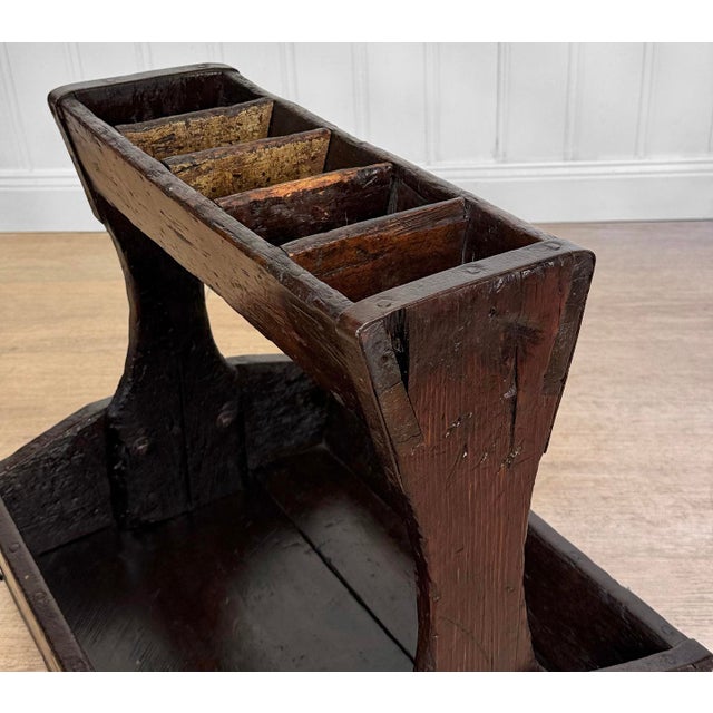 Antique Primitive Wood Iron Strapped Machinist Tool Chest Caddy For Sale - Image 9 of 14