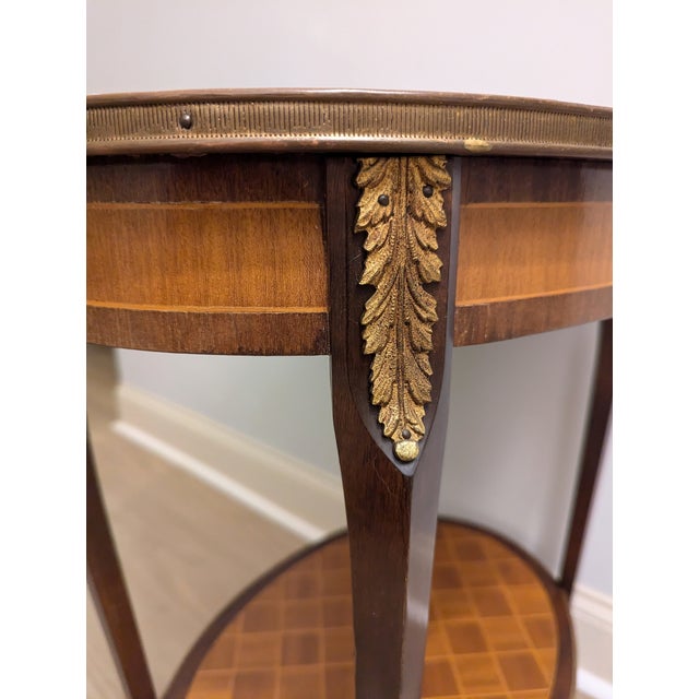 Vintage French Louis XV Style Table With Parquetry & Ormolu For Sale - Image 10 of 15