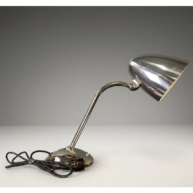 Mid-Century Modern Art Deco Table Lamp in Nickel-Plated Metal from Franta Anýž, 1930s For Sale - Image 3 of 8
