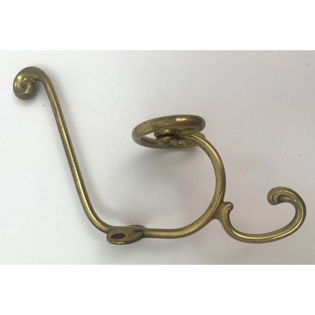 Vintage French Brass Wall Triple Coat Hook For Sale - Image 12 of 12