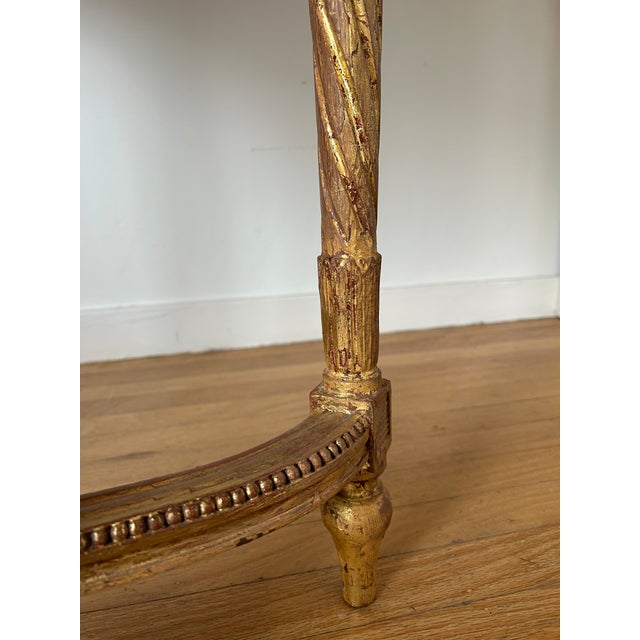 Wood 19th Century French Louis XVI Style Giltwood Marble Top Oval Side Table For Sale - Image 7 of 8