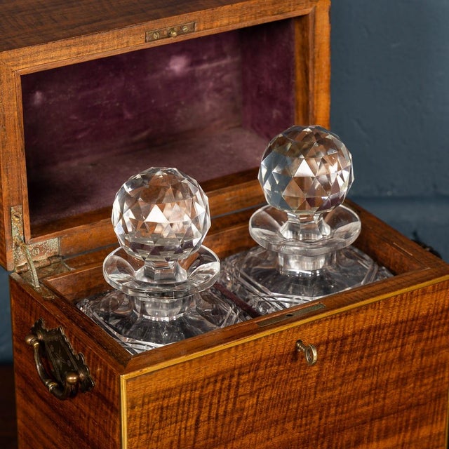 Antique Victorian Hobnail Cut Crystal Decanters in Original Case, 1880, Set of 3 For Sale - Image 9 of 18