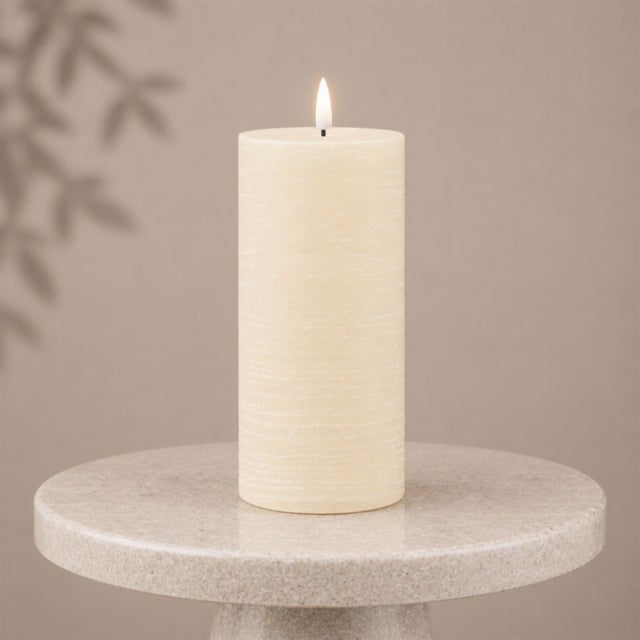 Modern FIA Wick Ivory Pillar Candle (Set of 2) For Sale - Image 3 of 5