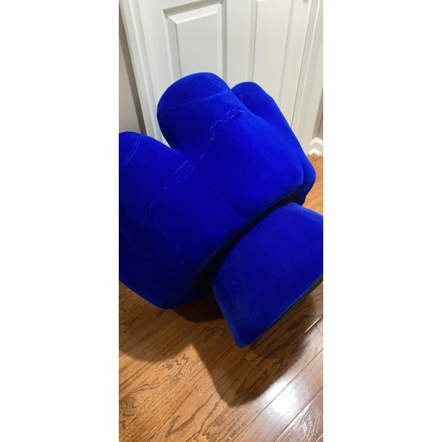 Vintage Velvet Blue Hand Chair Chairish