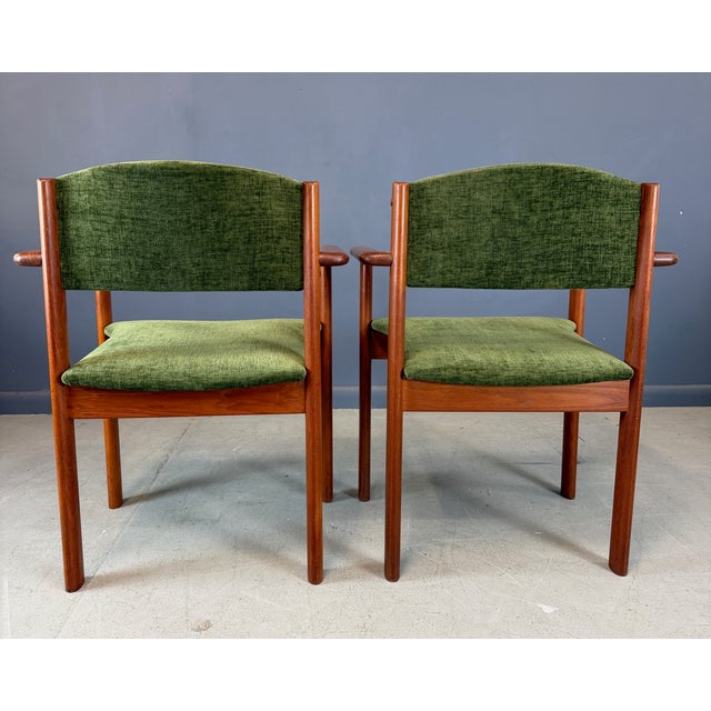 Mid-Century Modern Set of Six Scandinavian Modern Teak Stacking Armchairs, Denmark or Norway, 1970s For Sale - Image 3 of 10