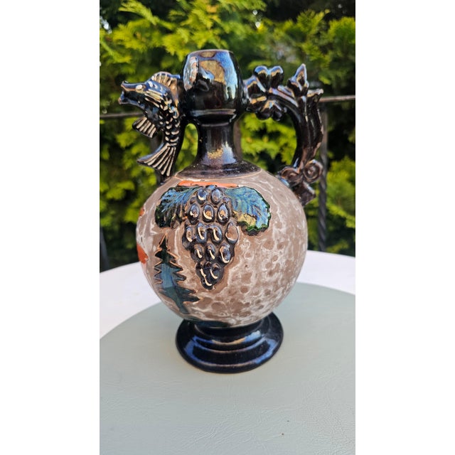 Ceramic Pitcher with Fish-Shaped Spout, Roe Deer and Forest Motif, 1960s For Sale - Image 12 of 14