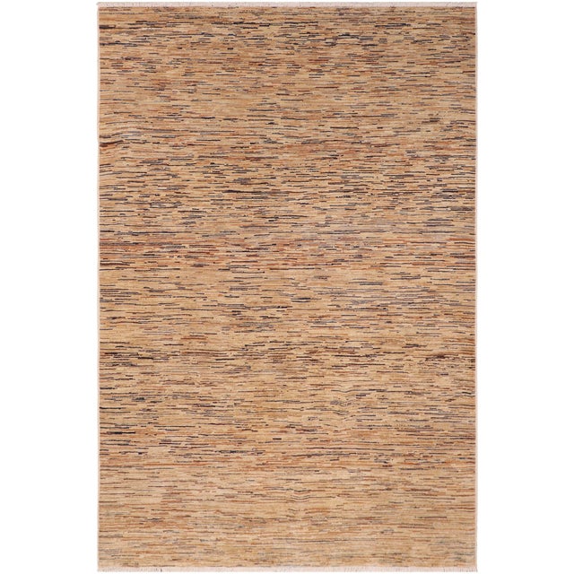 Modern Gabbeh Tan/Beige Wool Rug - 6'0'' X 8'8'' For Sale - Image 9 of 10