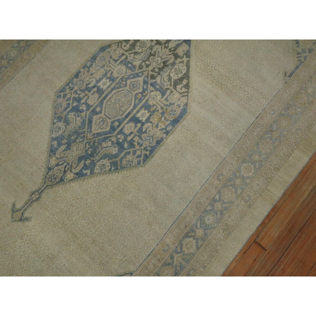Persian Zabihi Collection Neutral Color Persian Tribal Wide Gallery Runner For Sale - Image 3 of 8