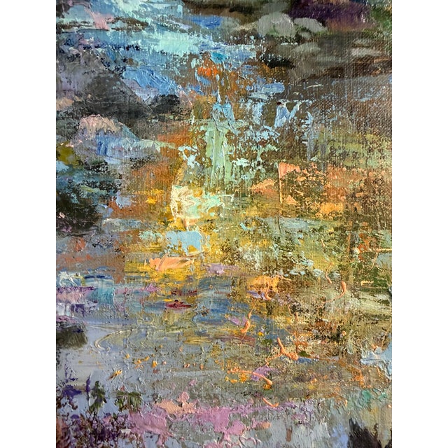 Traditional Stones Under Rushing Water, Original Oil by Julia Lawing For Sale - Image 3 of 8