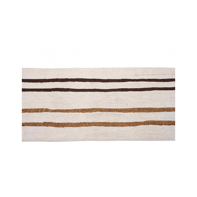 Striped Small Vintage Hemp Kilim Rug - 1`9″ X 4`9″ For Sale - Image 4 of 6