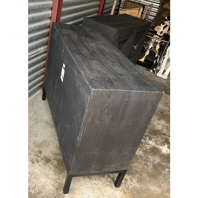 Black New Uttermost Organic Modern Distressed Black and Gilt Cabinets - Pair For Sale - Image 8 of 12