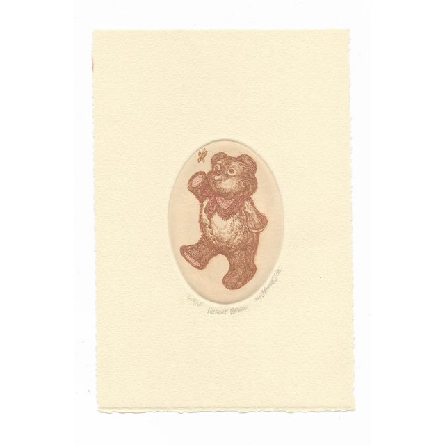 Etching by Colorado artist Marsha Howe, "Huggy Bear" pencil signed, dated 1985 and numbered 65 of 150 (second state)....