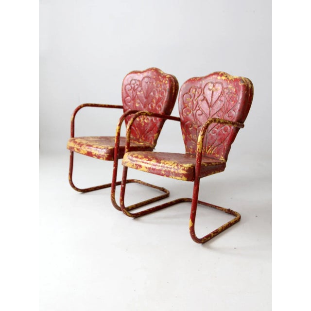 Mid Century Metal Bouncer Patio Lounge Chairs - A Pair For Sale - Image 4 of 13