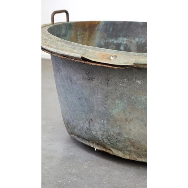 Metal Large Antique Copper Kettle or Basin For Sale - Image 7 of 15