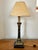 Black Late 20th Century Black and Gold Neoclassical Style Column Lamp With Painted Florals For Sale - Image 8 of 12