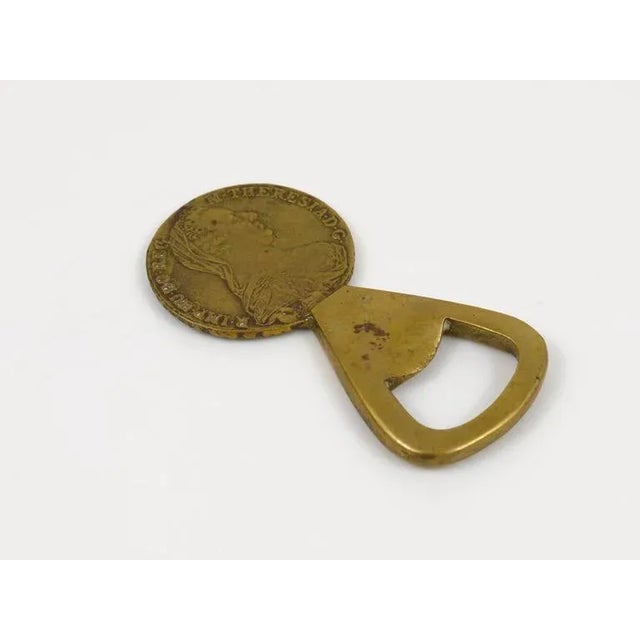 Gold Brass Maria Theresia Coin Bottle Opener attributed to Carl Auböck, Austria, 1950s For Sale - Image 8 of 9