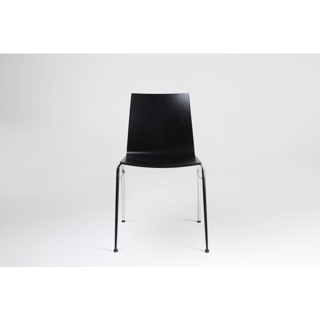 2000 - 2009 Vintage Black Chair with Wooden Seat, Belgium, 2000s For Sale - Image 5 of 11