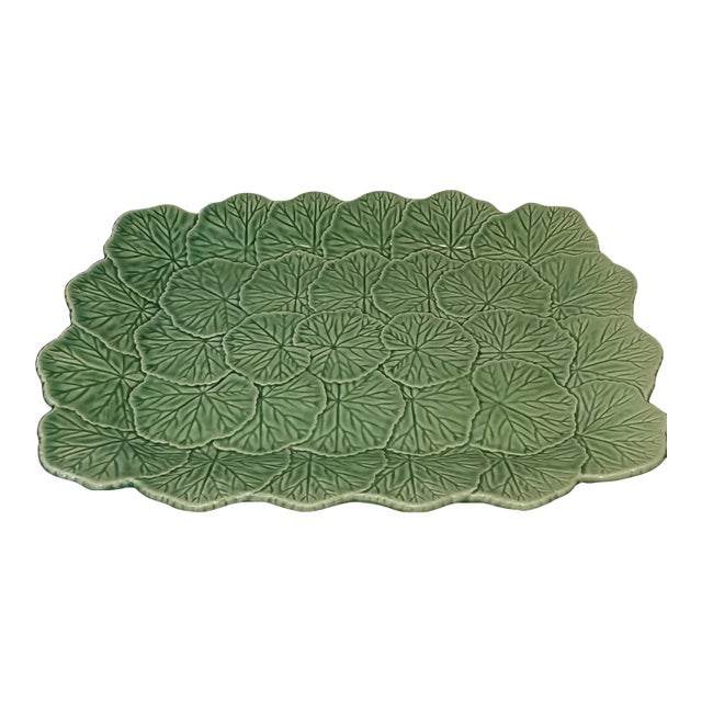 Vintage Bordallo Pinheiro Geranium Leaf Serving Platter For Sale
