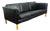Mid Century Danish Modern Sofa Couch 3 Seater Leather Black Vintage Denmark MCM For Sale