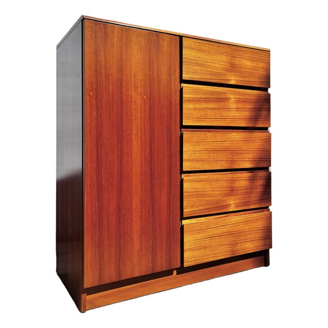 Danish Mid Century Modern Teak Highboy Dresser or Gentlemen’s Chest For Sale